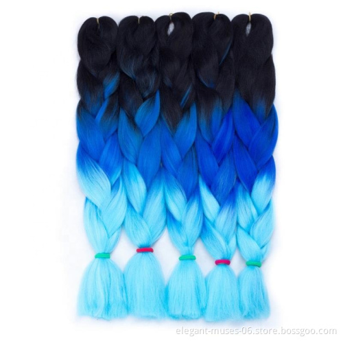Synthetic ombre color fiber hot water jumbo box Pre stretched braiding Yaki hair braiding extension